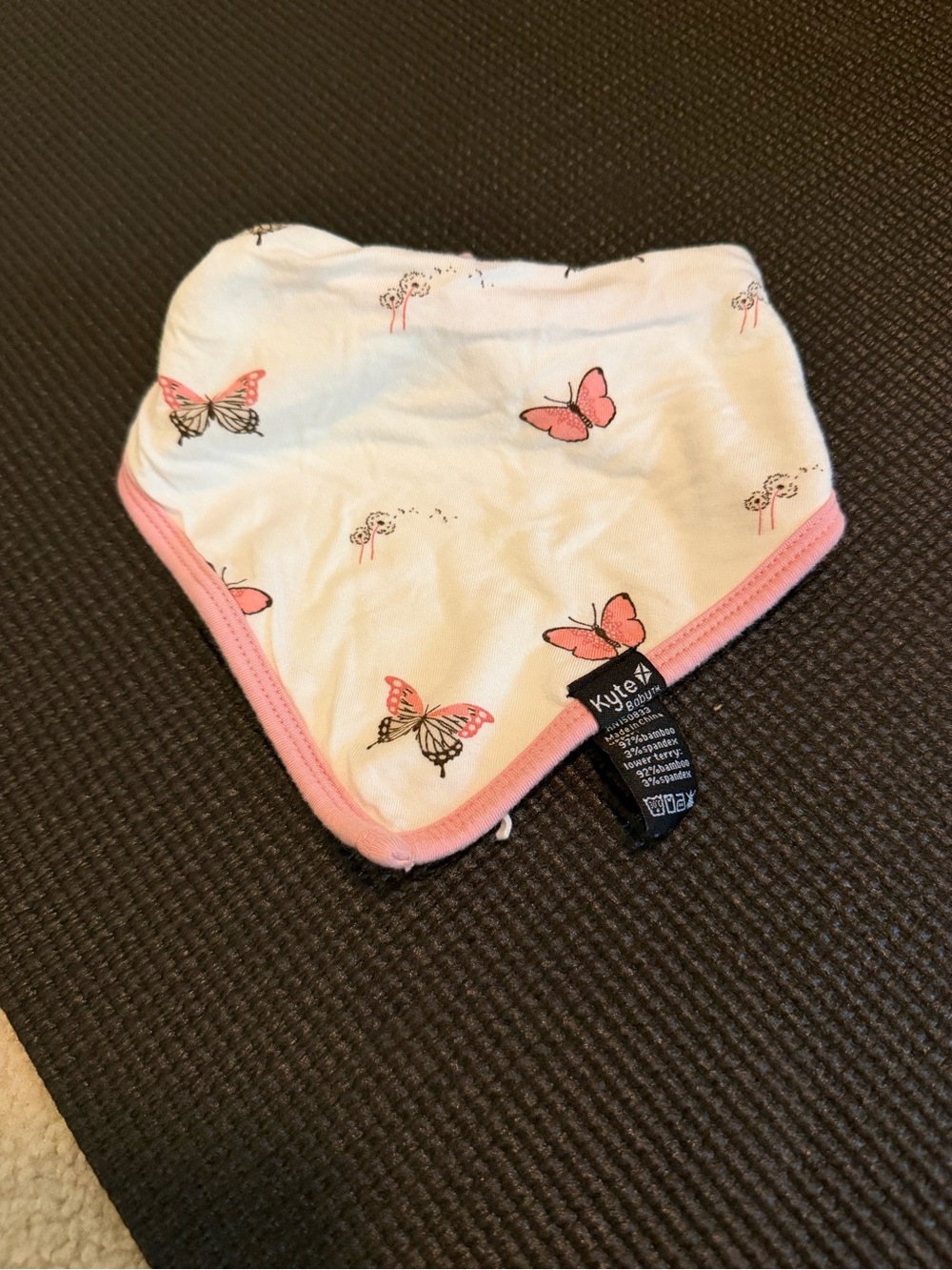 Kyte BABY White and Pink Butterfly Bandana Bib